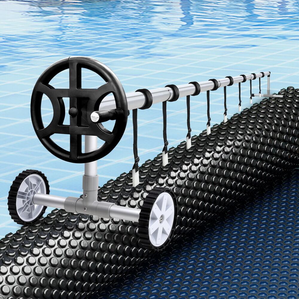 Aquabuddy Pool Cover 600 Micron 6.5x3m w/ Roller 4m Swimming Pools Black Solar Blanket Aquabuddy Pool Cover 600 Micron 6.5x3m w/ Roller 4m Swimming Pools Black Solar Blanket