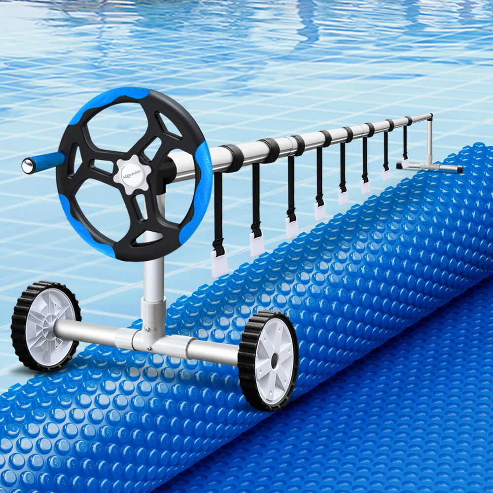 Aquabuddy Pool Cover 600 Micron 7x4m w/ Roller 5.55m Solar Blanket Blue Aquabuddy Pool Cover 600 Micron 7x4m w/ Roller 5.55m Solar Blanket Blue