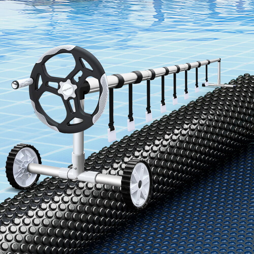 Aquabuddy Pool Cover 600 Micron 8.5x4.2m w/ Roller 5.55m Swimming Pools Black Solar Blanket Aquabuddy Pool Cover 600 Micron 8.5x4.2m w/ Roller 5.55m Swimming Pools Black Solar Blanket