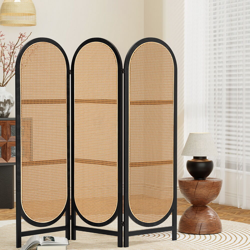 3 Panel Room Divider Screen 151x180cm Rattan Brown 3 Panel Room Divider Screen 151x180cm Rattan Brown