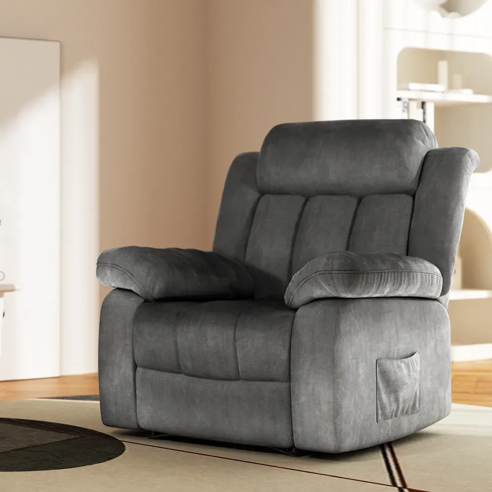 Recliner Chair Electric Massage Chair Velvet Lounge Sofa Heated Grey Recliner Chair Electric Massage Chair Velvet Lounge Sofa Heated Grey