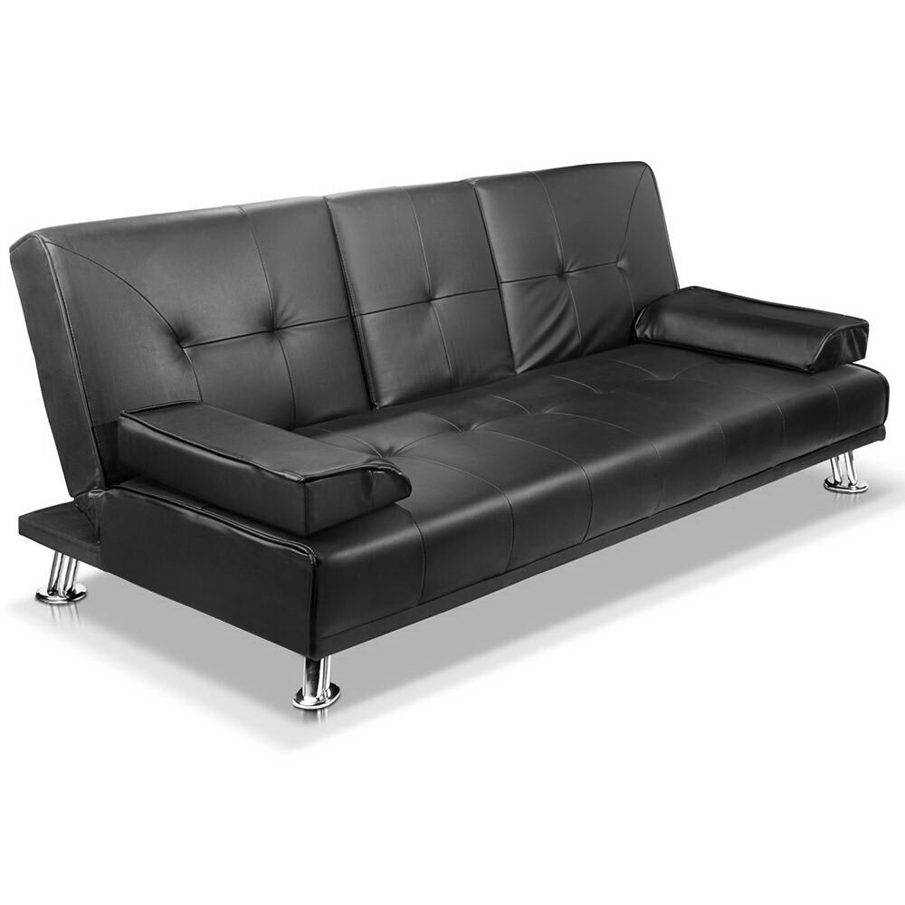 Artiss Sofa Bed Lounge Convertible Leather Couch Bed 3 Seater Cupholder Recliner Artiss Sofa Bed Lounge Convertible Leather Couch Bed 3 Seater Cupholder Recliner