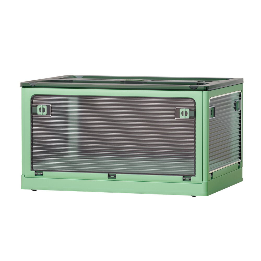Storage Container Foldable Stackable Large 5 Sides Open Transparent 82L Storage Container Foldable Stackable Large 5 Sides Open Transparent 82L