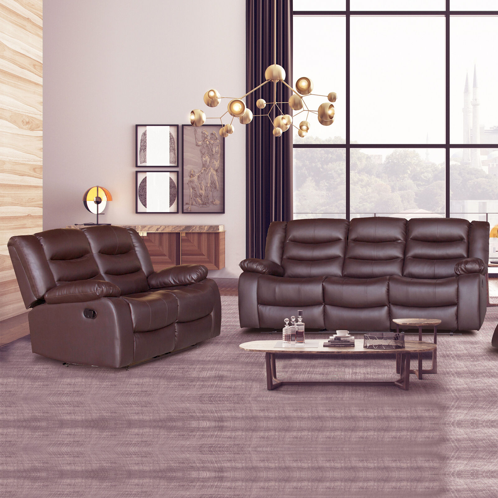 Fantasy Recliner PU Leather 3R+2R Brown Fantasy Recliner PU Leather 3R+2R Brown