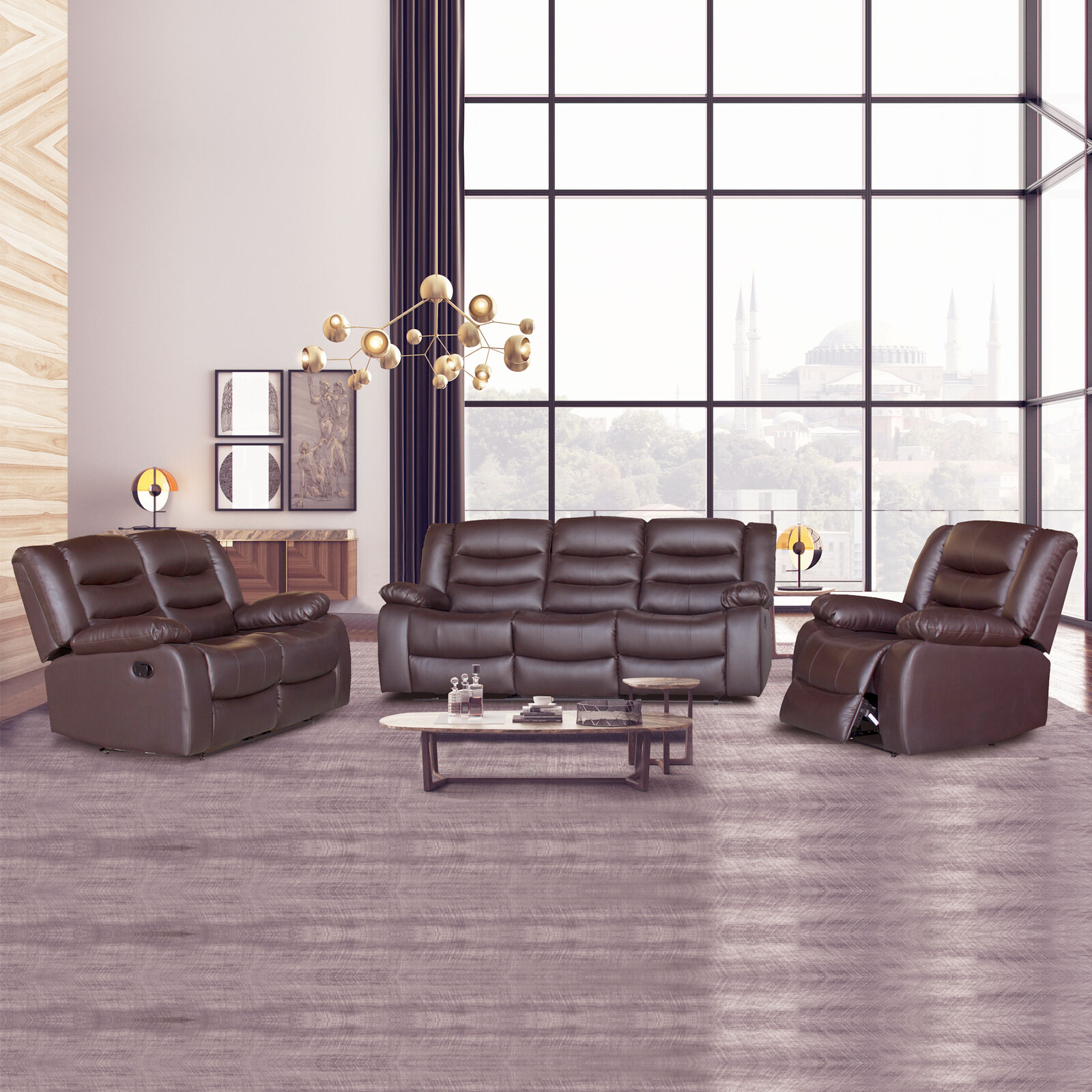 Fantasy Recliner PU Leather 3R+2R+1R Brown Fantasy Recliner PU Leather 3R+2R+1R Brown