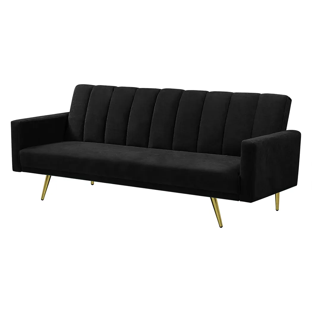 Sofa Bed Convertible Velvet Lounge Recliner Couch Sleeper 3 Seater Black Sofa Bed Convertible Velvet Lounge Recliner Couch Sleeper 3 Seater Black