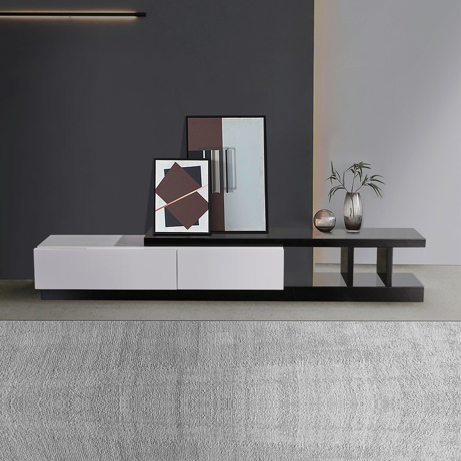 Grandora TV Cabinet Black & White Glossy Colour Grandora TV Cabinet Black & White Glossy Colour