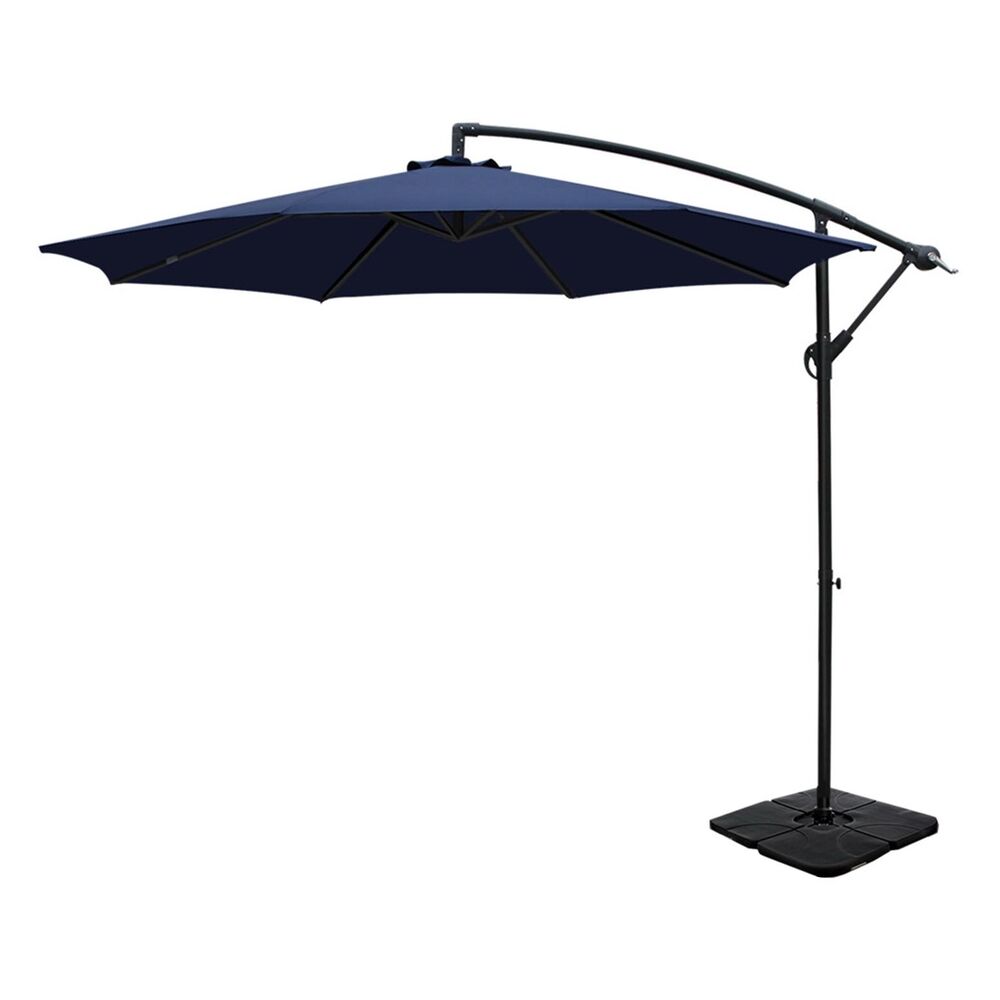 3m Umbrella w/Base Outdoor Cantilever Beach Garden Patio Parasol Navy 3m Umbrella w/Base Outdoor Cantilever Beach Garden Patio Parasol Navy