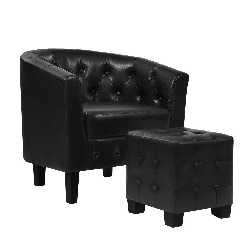 Armchair Set with Ottoman Black Ava Armchair Set with Ottoman Black Ava