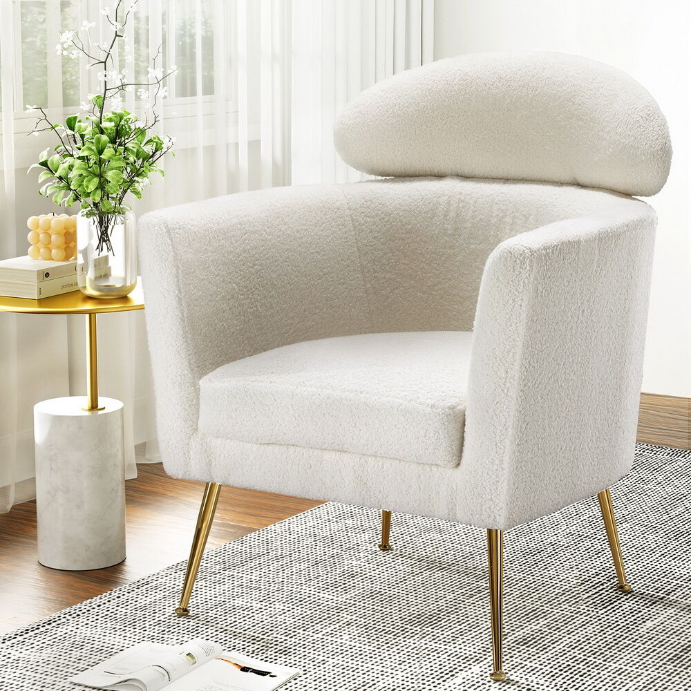 Artiss Armchair Boucle Fabric White Yoli Artiss Armchair Boucle Fabric White Yoli