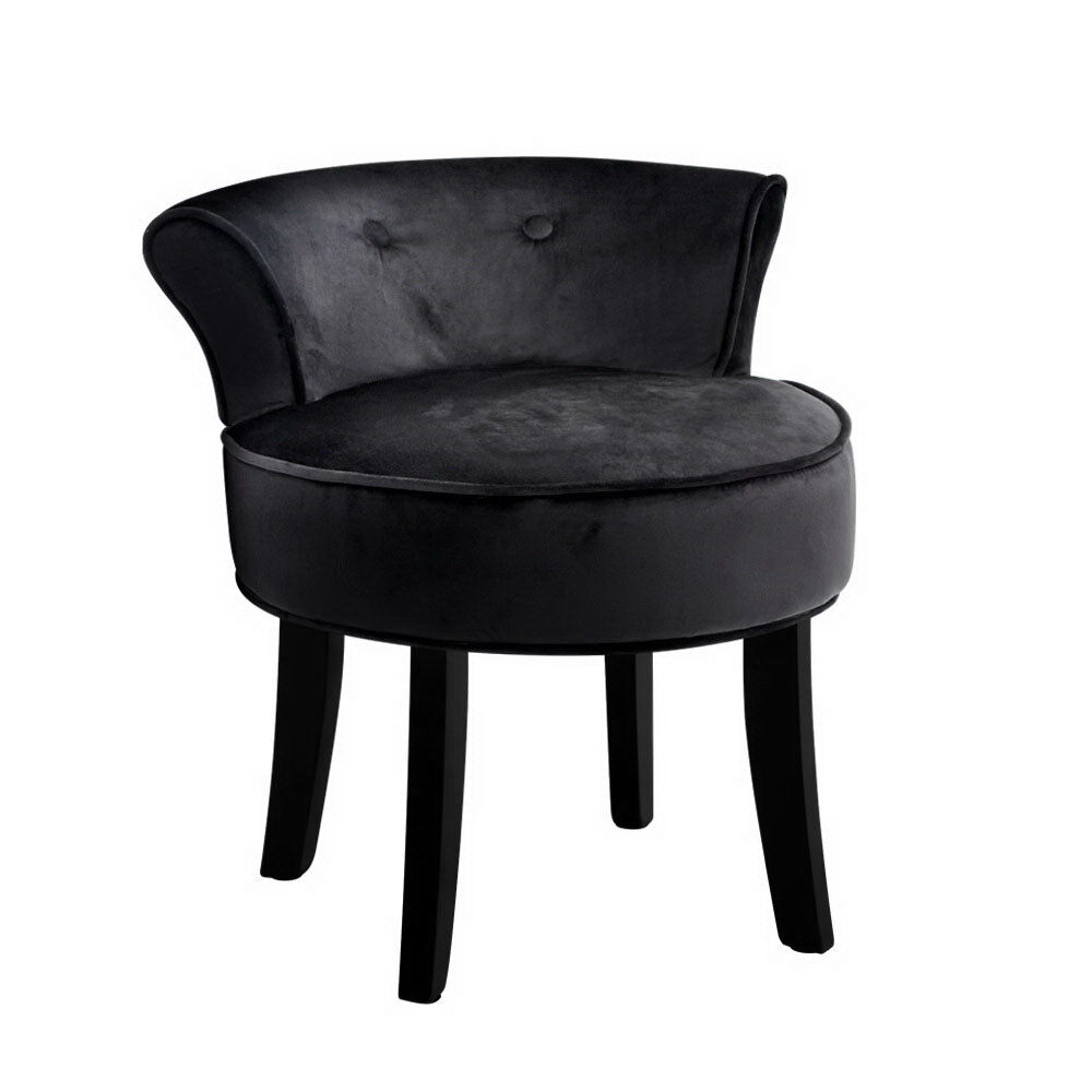 Vanity Stool Velvet Black Abella Vanity Stool Velvet Black Abella