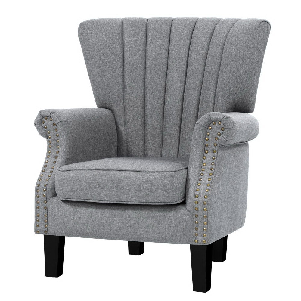 Artiss Armchair Wingback Grey Andrew Artiss Armchair Wingback Grey Andrew