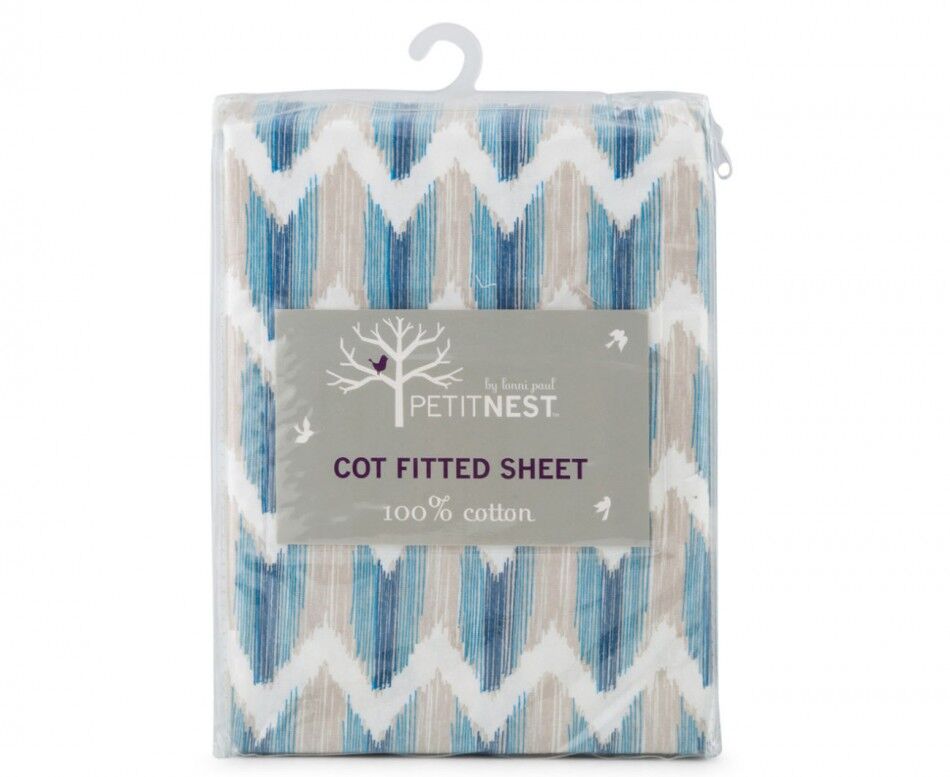 Cot Fitted Sheet Blue by Petit Nest Cot Fitted Sheet Blue by Petit Nest