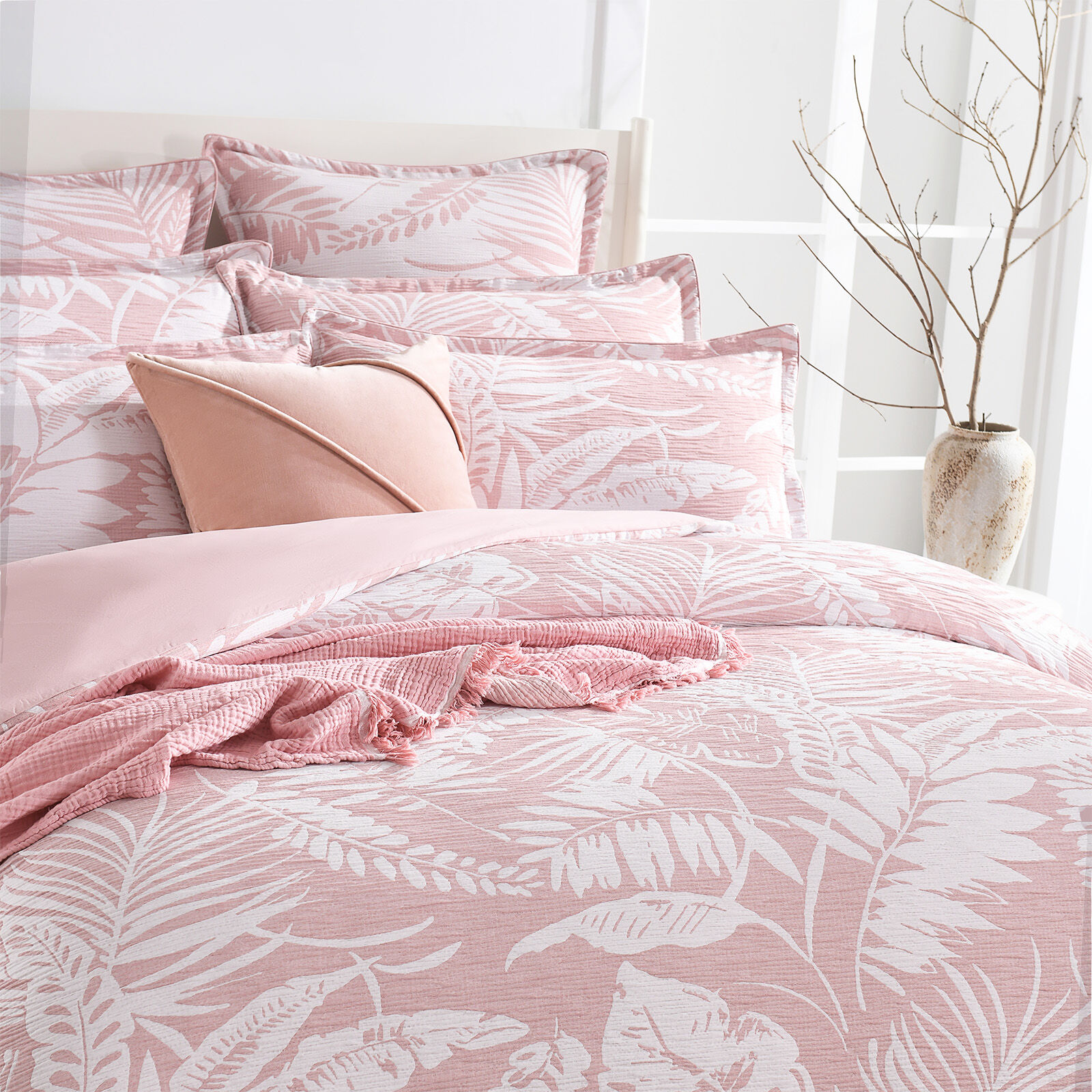 Palm Tree Jacquard Clay Quilt Cover Set by Renee Taylor Queen Palm Tree Jacquard Clay Quilt Cover Set by Renee Taylor Queen