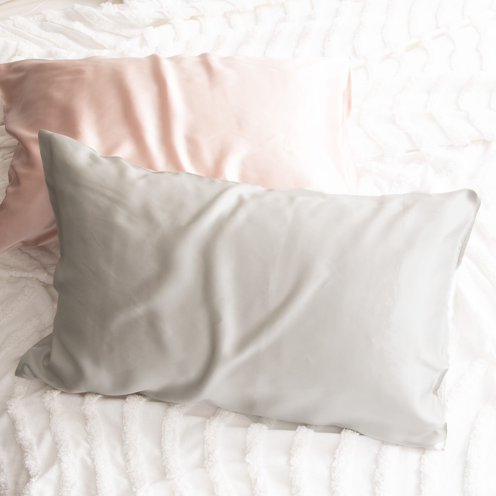 100% Mulberry Silk Silver Standard Pillowcase by Renee Taylor 100% Mulberry Silk Silver Standard Pillowcase by Renee Taylor