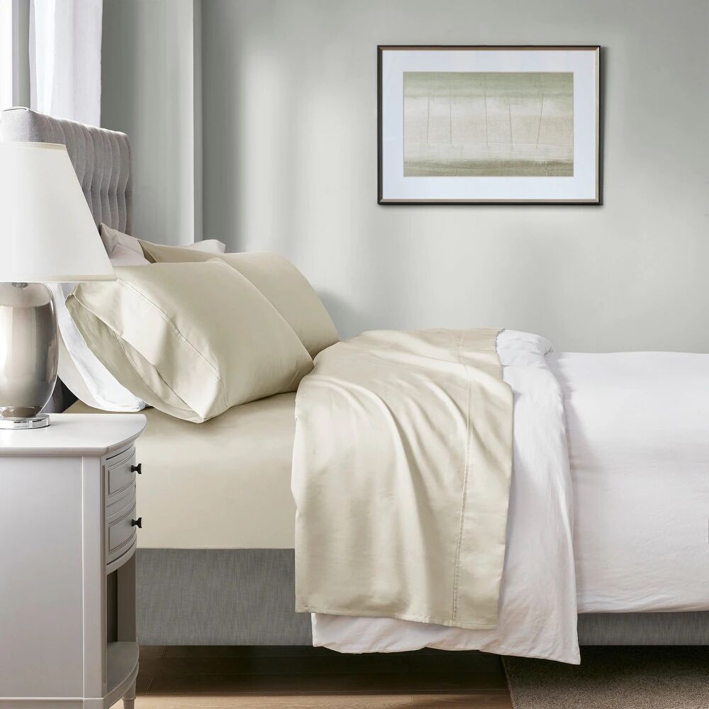 700 TC Tencel Lyocell Fibre & Cotton Ivory King Single Sheet Set by Renee Taylor 700 TC Tencel Lyocell Fibre & Cotton Ivory King Single Sheet Set by Renee Taylor