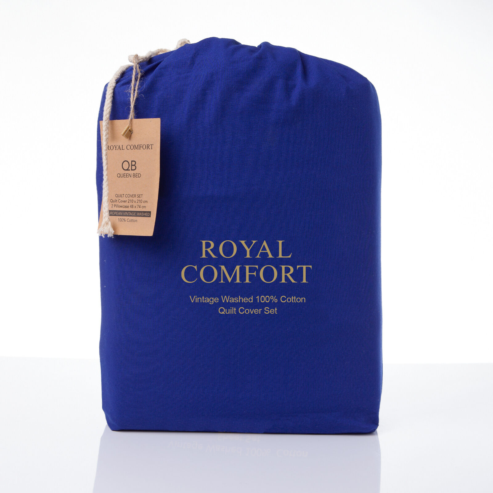 Royal Comfort Vintage Washed 100% Cotton Quilt Cover Set Bedding Ultra Soft - Single - Royal Blue Royal Comfort Vintage Washed 100% Cotton Quilt Cover Set Bedding Ultra Soft - Single - Royal Blue