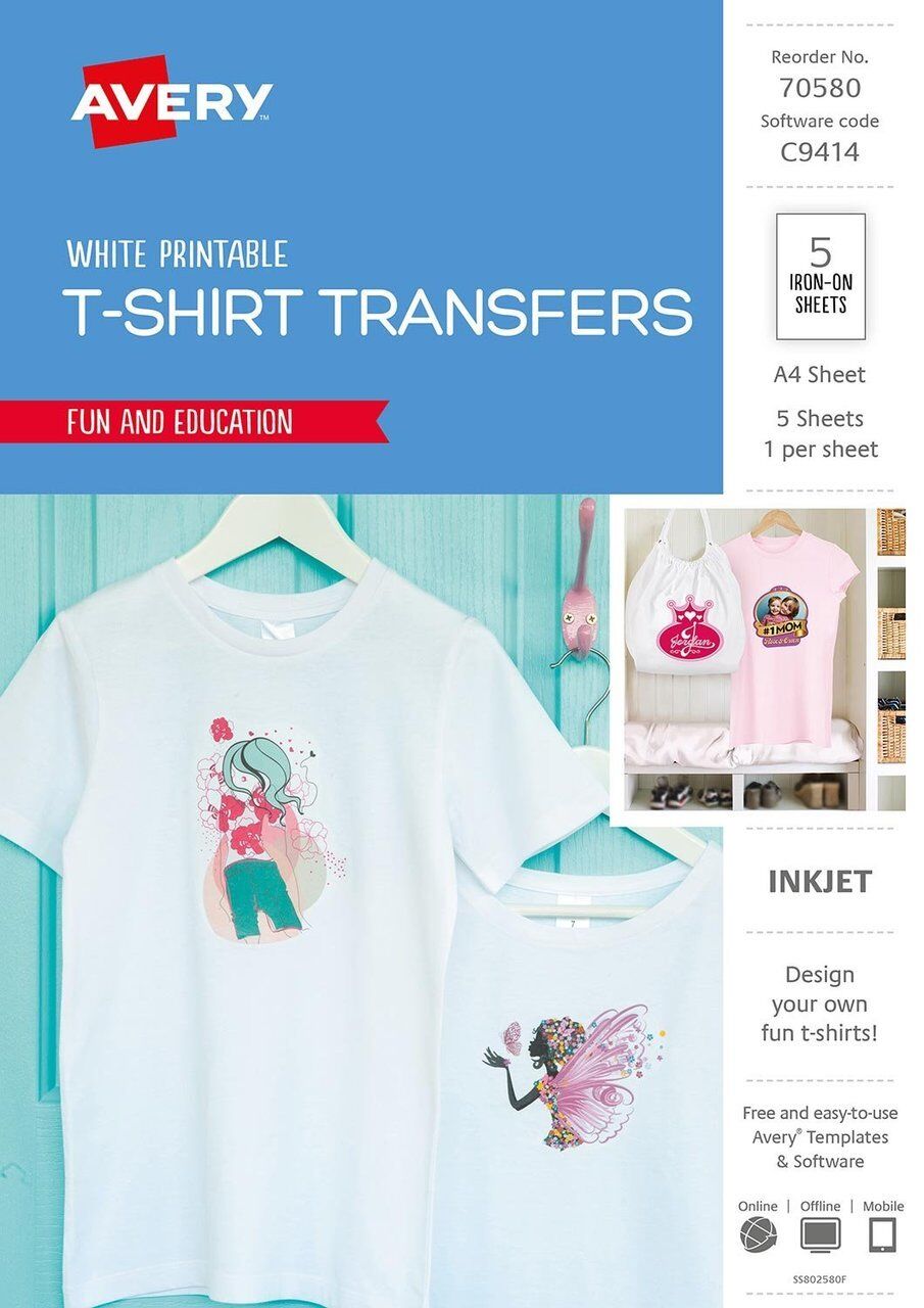 Avery Inspired T-Shirt Transfer - clear transfer sheets - 5 sheets Avery Inspired T-Shirt Transfer - clear transfer sheets - 5 sheets