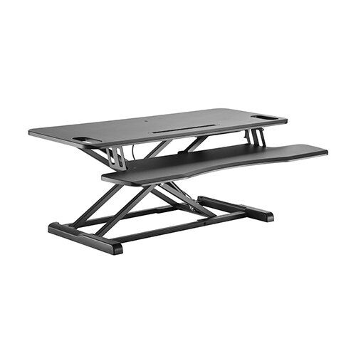 Brateck Gas Spring Sit-Stand Desk Converter with Keyboard Tray DeckStandard MDF Board Surface Brateck Gas Spring Sit-Stand Desk Converter with Keyboard Tray DeckStandard MDF Board Surface