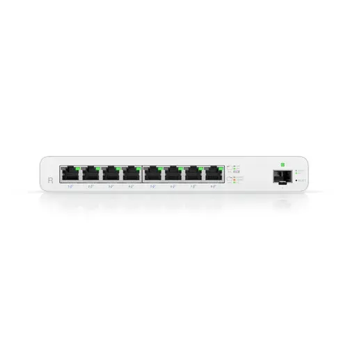 UISP Router, 8-Port GbE Ports w/ 27V Passive PoE, For MicroPoP Applications, 110W PoE Budget, Fanless UISP Router, 8-Port GbE Ports w/ 27V Passive PoE, For MicroPoP Applications, 110W PoE Budget, Fanless