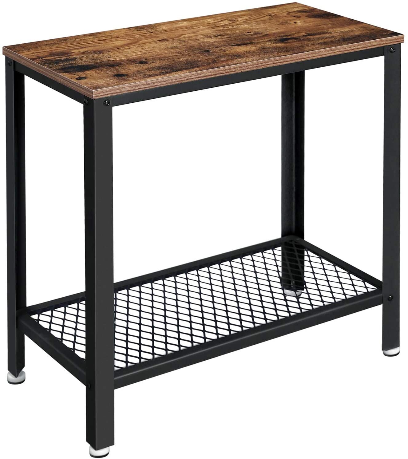 Waitangi Industrial Side Table 2-Tier With Mesh and Metal Frame Rustic Brown Waitangi Industrial Side Table 2-Tier With Mesh and Metal Frame Rustic Brown