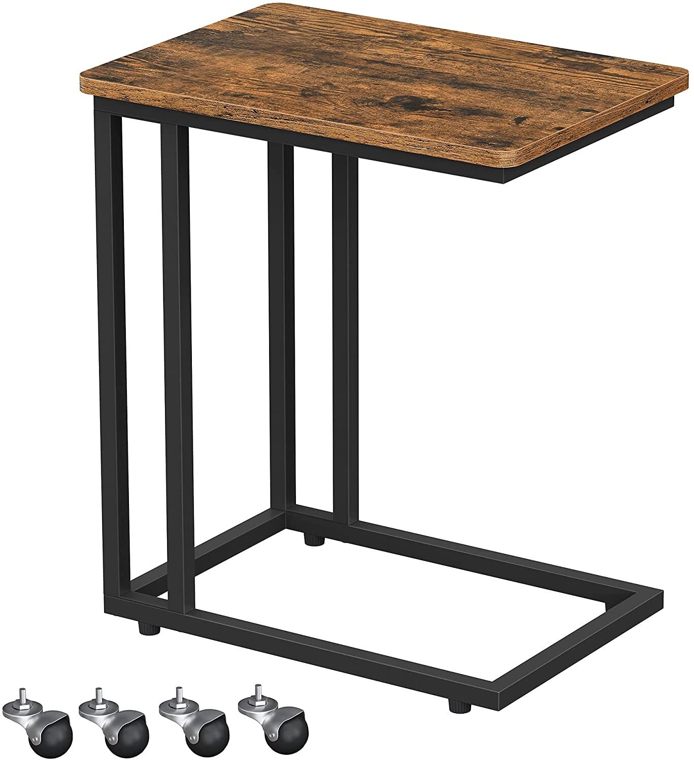 Coffee Table with Steel Frame and Castors Rustic Brown and Black Coffee Table with Steel Frame and Castors Rustic Brown and Black