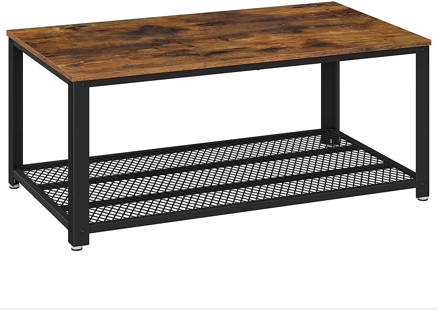 Coffee Table with Metal Frame Storage Shelf Rustic Brown Coffee Table with Metal Frame Storage Shelf Rustic Brown
