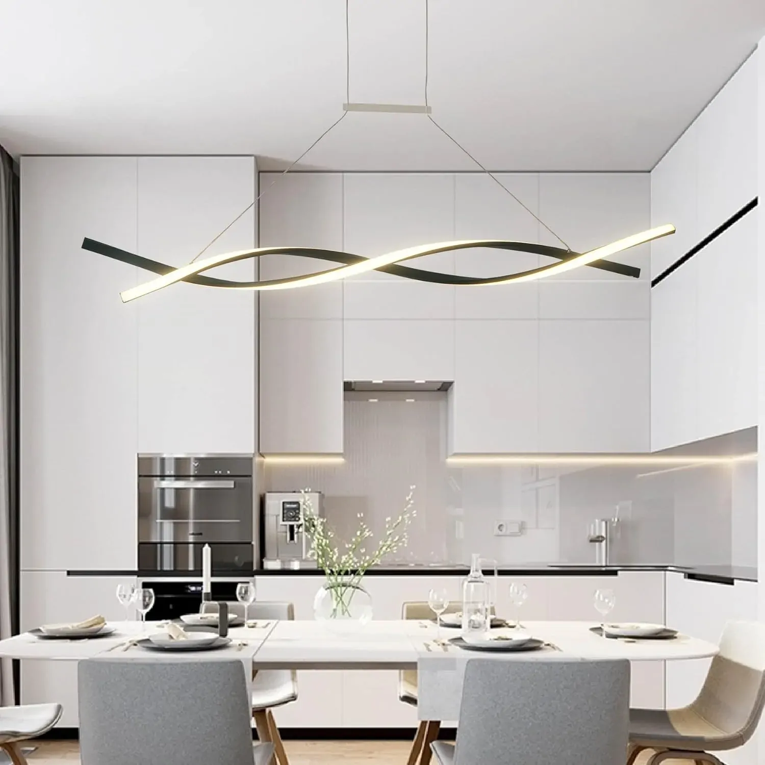 Modern LED Chandelier Lighting Lamps Bedroom Kitchen (Black, L80cm Pendant) Modern LED Chandelier Lighting Lamps Bedroom Kitchen (Black, L80cm Pendant)