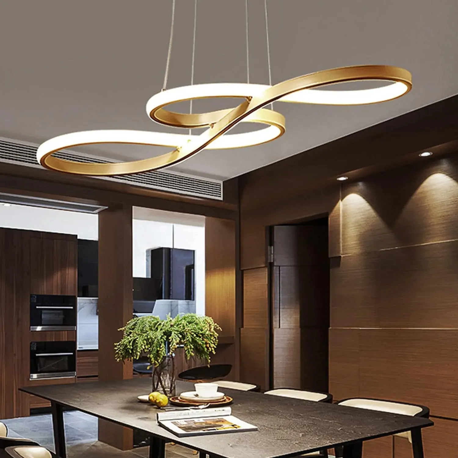 LED Modern Chandelier, Musical Note, Dimmable Pendant, Gold LED Modern Chandelier, Musical Note, Dimmable Pendant, Gold