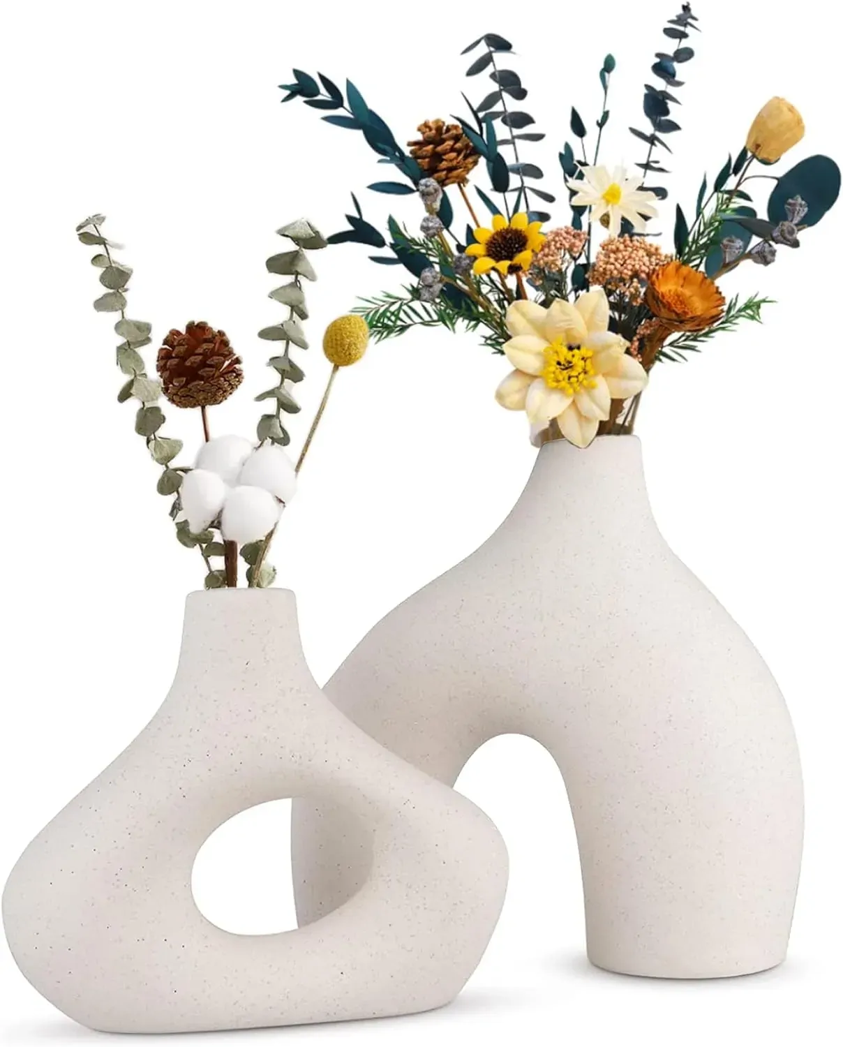 Ceramic Set of 2 Modern White Vases for Home D?cor Ceramic Set of 2 Modern White Vases for Home D?cor