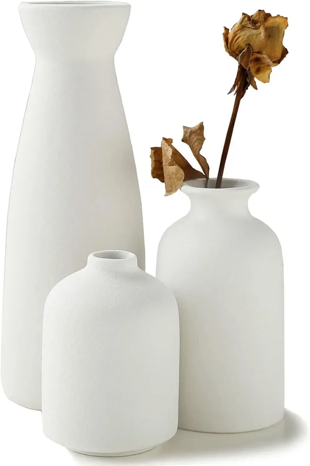 Ceramic Set of 3 Modern White Vases for Home D?cor Ceramic Set of 3 Modern White Vases for Home D?cor