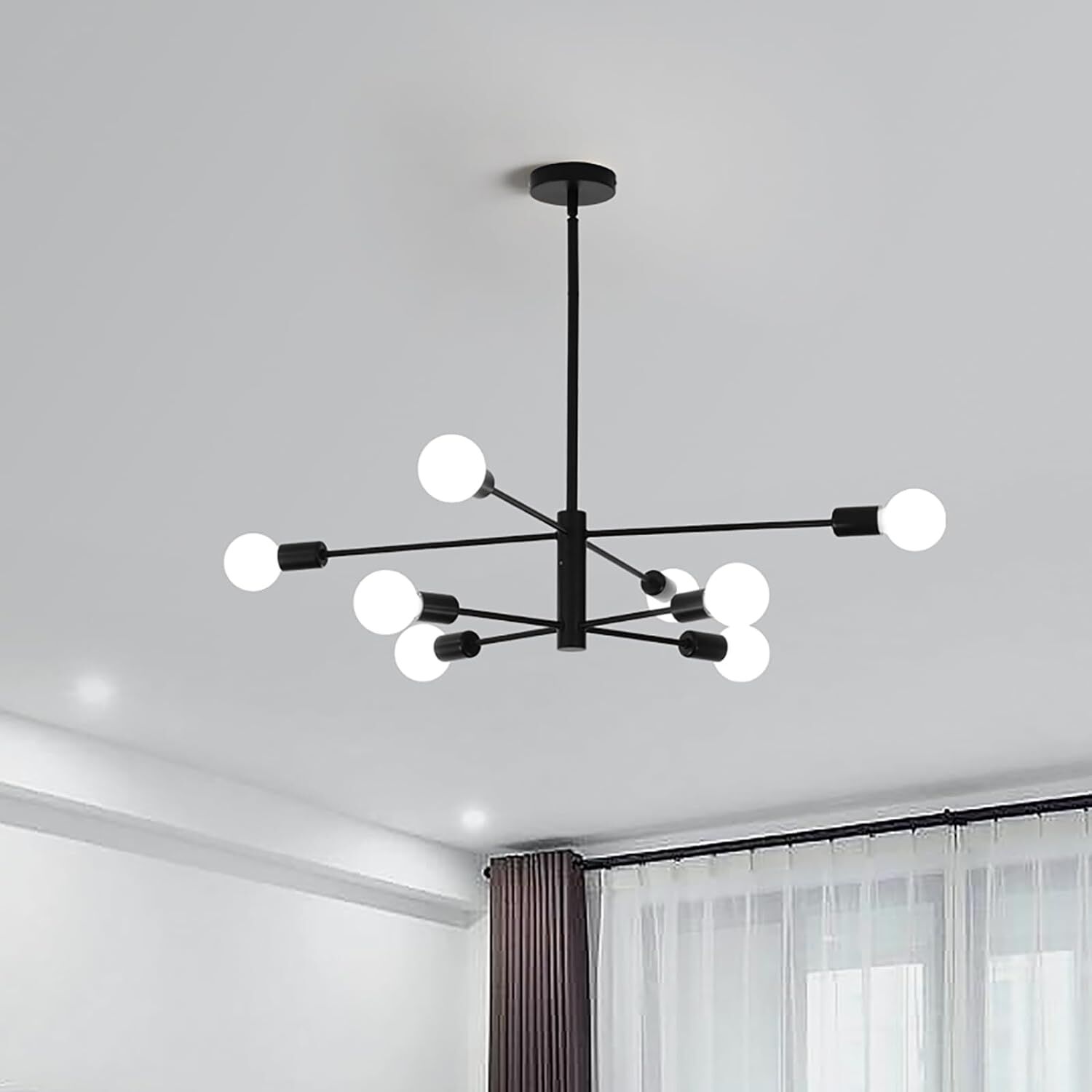 Modern Sputnik Chandelier, 8 Light, Black Modern Sputnik Chandelier, 8 Light, Black