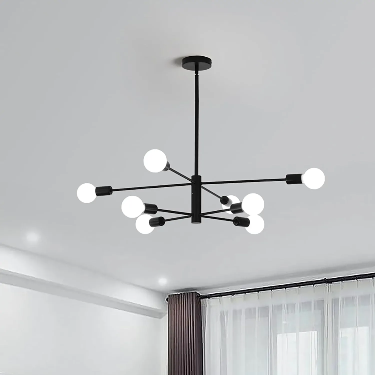 Modern Sputnik Chandelier, 8 Light, Black Modern Sputnik Chandelier, 8 Light, Black