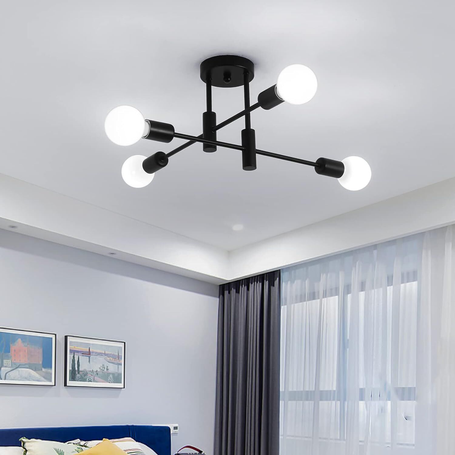 Mid Century Chandelier Modern, 4-Light Mid Century Chandelier Modern, 4-Light