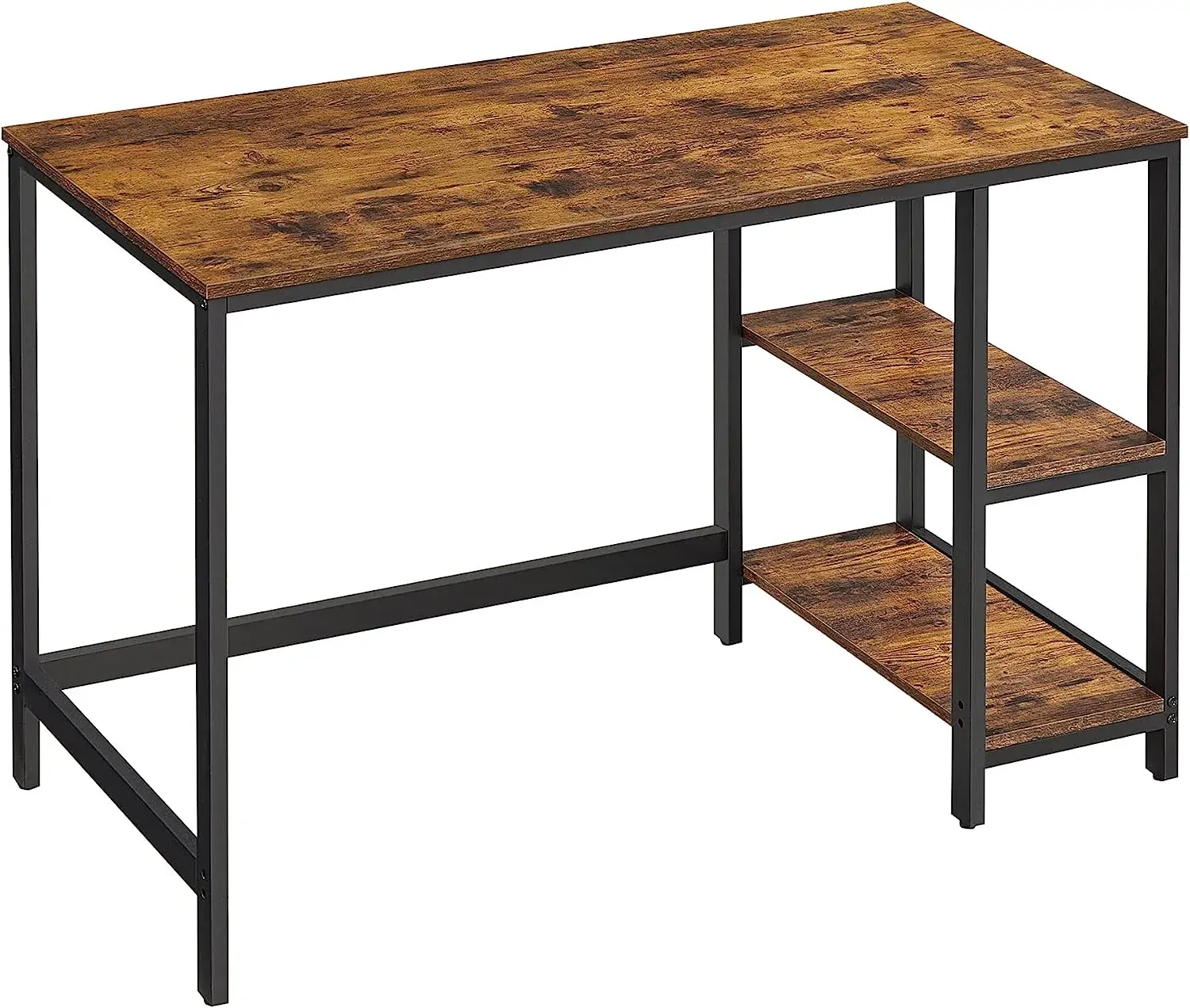 Computer Desk 2 Shelves Rustic, Brown Black Computer Desk 2 Shelves Rustic, Brown Black