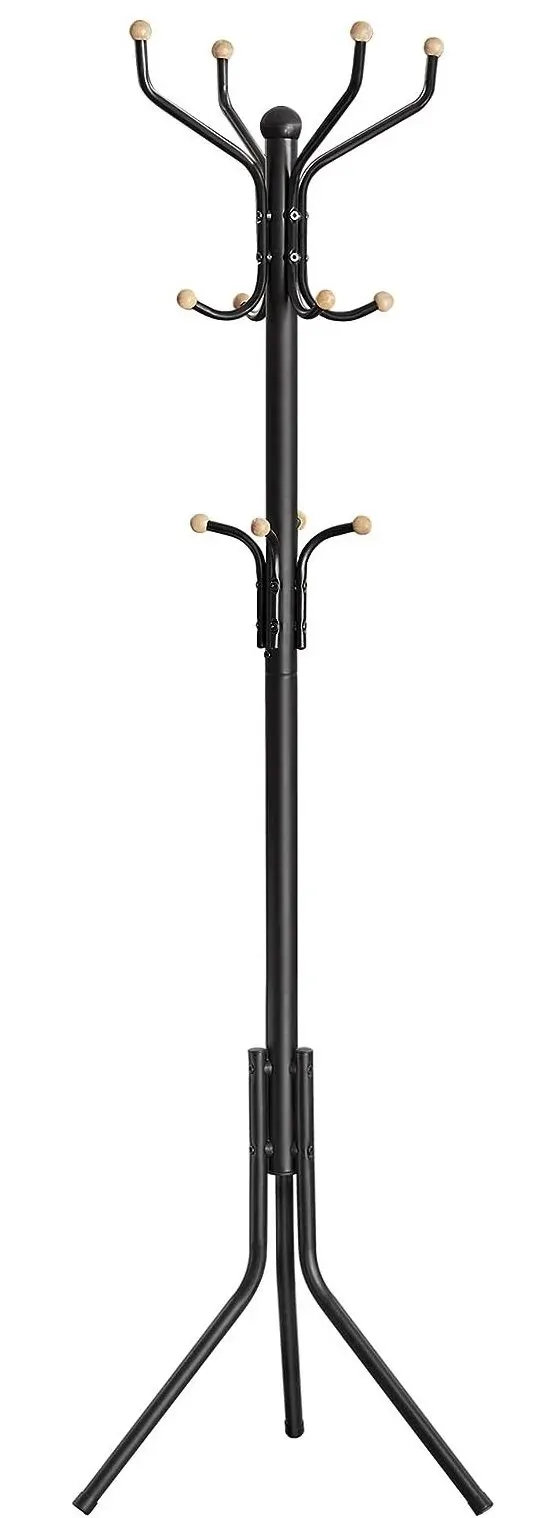 Metal Coat Rack Stand Hat Hanger, Black, 182cm Metal Coat Rack Stand Hat Hanger, Black, 182cm