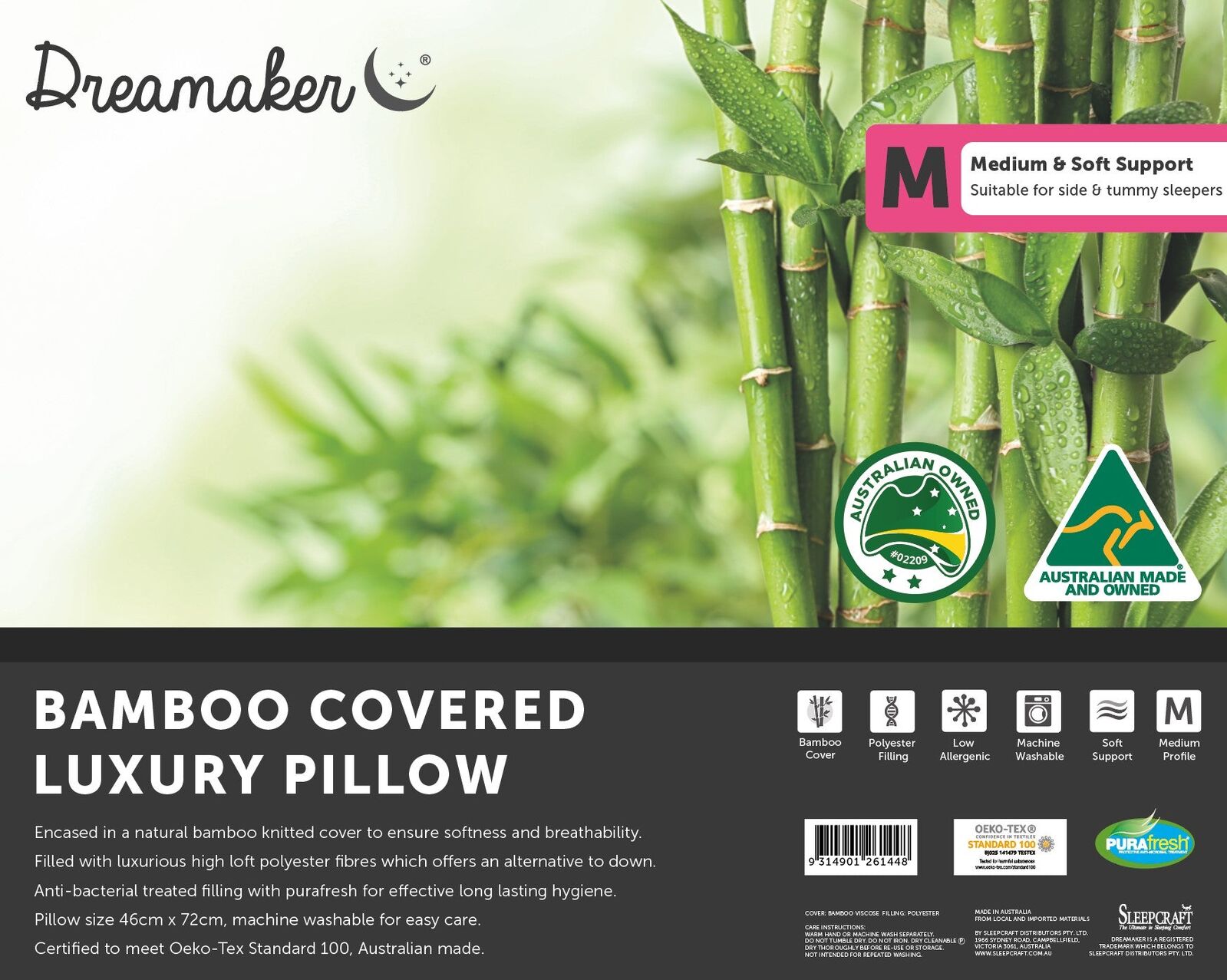 Dreamaker Bamboo Knitted Covered Pillow Dreamaker Bamboo Knitted Covered Pillow