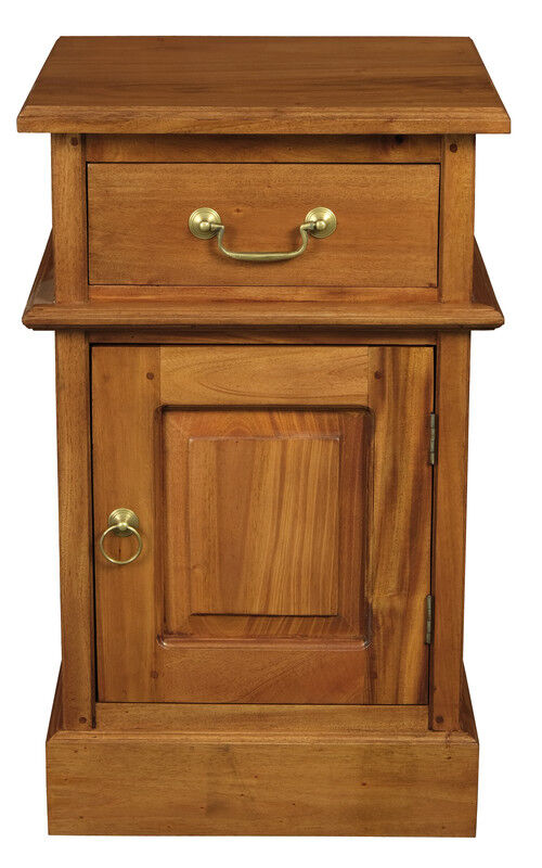 Tasmania 1 Solid Door 1 Drawer Bedside (Light Pecan) Tasmania 1 Solid Door 1 Drawer Bedside (Light Pecan)