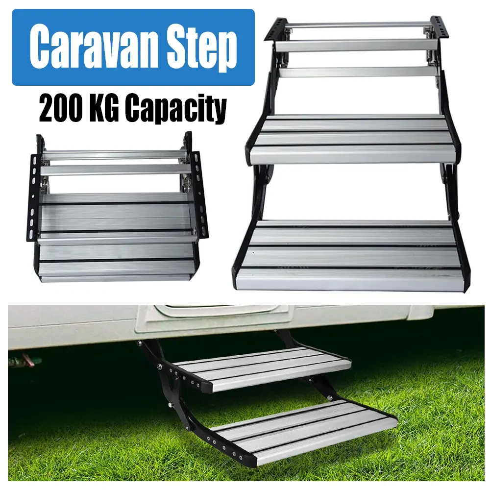 Aluminium Double Caravan Step Pull Out Folding Steps For Road RV Camper Trailer Aluminium Double Caravan Step Pull Out Folding Steps For Road RV Camper Trailer
