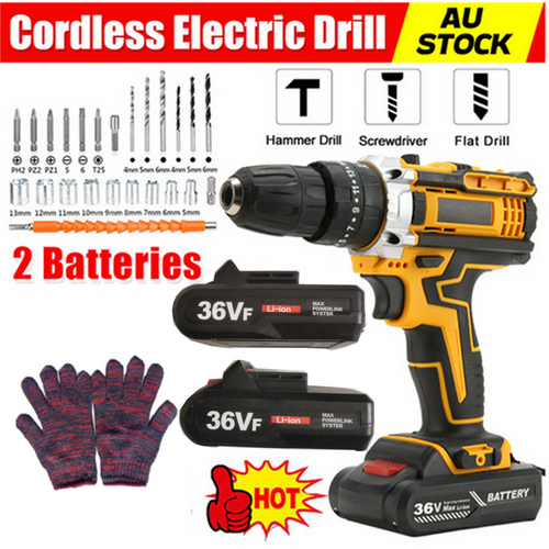 36VF BRUSHLESS HEAVY DUTY CORDLESS DRILL IMPACT DRIVER KIT HAMMER +2 BATTERY Box 36VF BRUSHLESS HEAVY DUTY CORDLESS DRILL IMPACT DRIVER KIT HAMMER +2 BATTERY Box