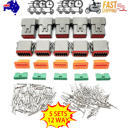 5 Sets DEUTSCH DT SERIES MULTI PLUG WATERPROOF CONNECTOR 12 WAY PIN KIT 5 Sets DEUTSCH DT SERIES MULTI PLUG WATERPROOF CONNECTOR 12 WAY PIN KIT