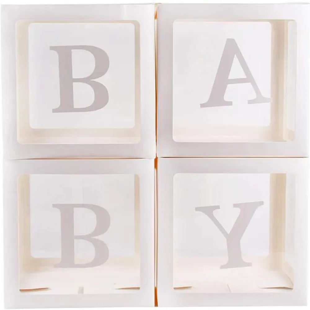 4Pcs/Set BABY Balloon Box Cube Blue Boxes Birthday Boy Baby Shower Party Wedding White 4Pcs/Set BABY Balloon Box Cube Blue Boxes Birthday Boy Baby Shower Party Wedding White