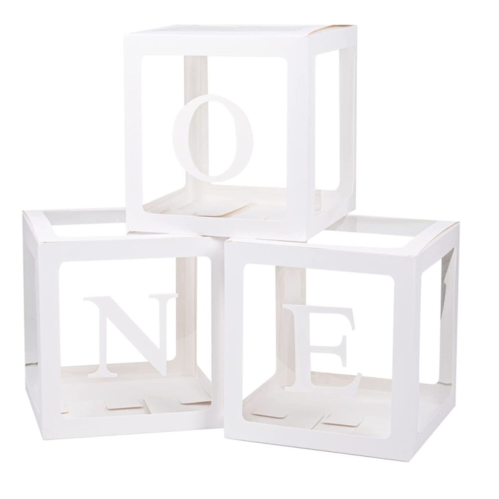 ONE Balloons Box Clear Gift Boxes Gift Birthday Baby Shower Party AU ONE Balloons Box Clear Gift Boxes Gift Birthday Baby Shower Party AU