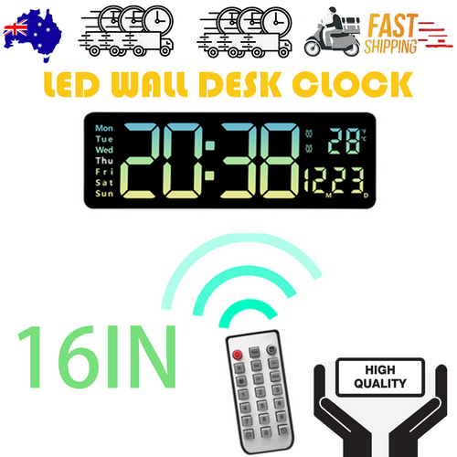16" Green gradient color Large Digital Big Jumbo LED Wall Desk Clock Display With Temperature Calendar 16" Green gradient color Large Digital Big Jumbo LED Wall Desk Clock Display With Temperature Calendar