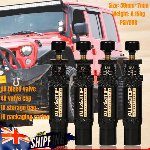 Adjustable Auto-Stop Tire Deflator Valve Kit 10-30 PSI 4PCS Screw-on for Offroad Adjustable Auto-Stop Tire Deflator Valve Kit 10-30 PSI 4PCS Screw-on for Offroad