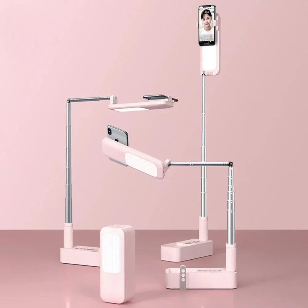 LED Portable Phone Holder Stand Wireless Remote Dimmable Selfie Fill Light Lamp Pink LED Portable Phone Holder Stand Wireless Remote Dimmable Selfie Fill Light Lamp Pink