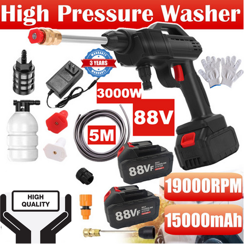 88V Cordless Electric High Pressure Washer Water Spray Gun Car Cleaner 2 Battery 88V Cordless Electric High Pressure Washer Water Spray Gun Car Cleaner 2 Battery