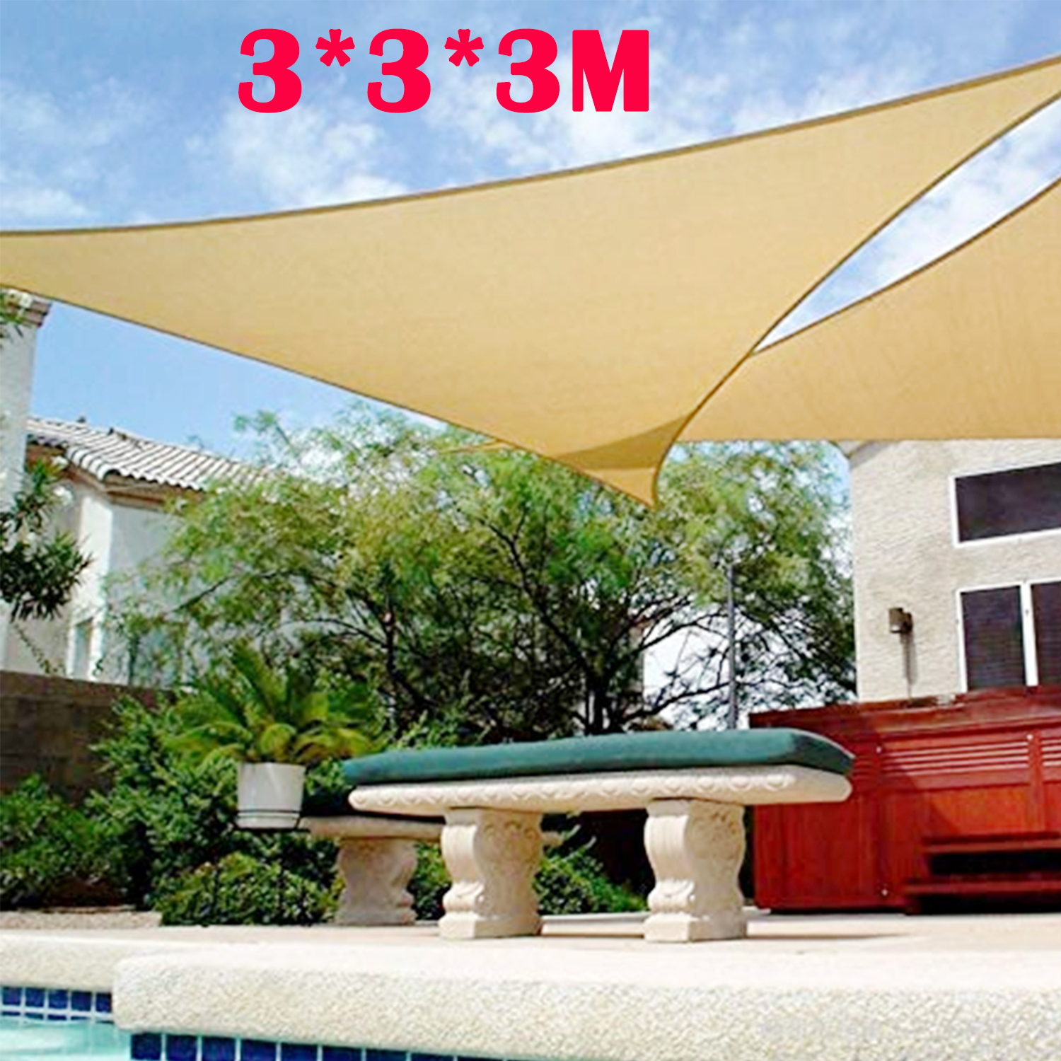 Heavy Duty Waterproof Sun Shade Sail Square Rectangle 320GSM HDPE 98% UV Block Heavy Duty Waterproof Sun Shade Sail Square Rectangle 320GSM HDPE 98% UV Block