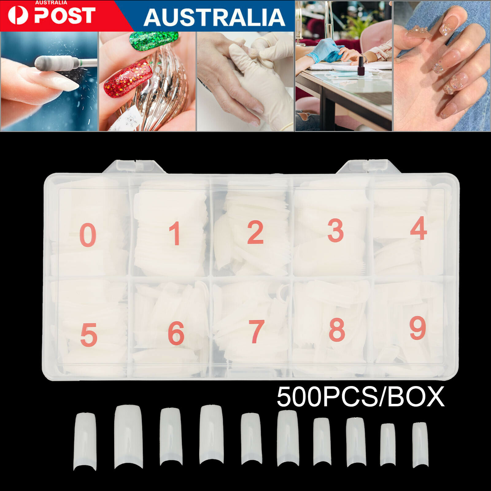 500Pcs Fake French Nail Tips White Clear Stiletto False Gel Pointy Art Acrylic 500Pcs Fake French Nail Tips White Clear Stiletto False Gel Pointy Art Acrylic