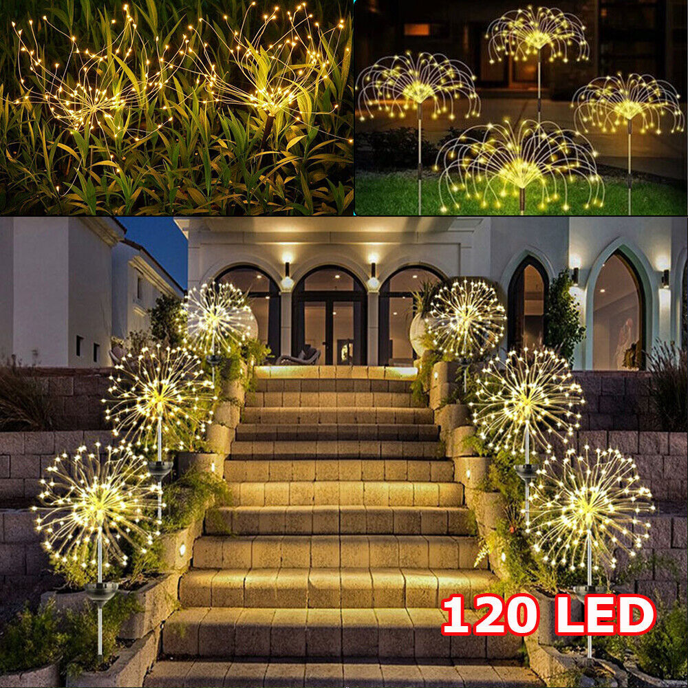 Warm White Fireworks 120 LED Fairy String Lights Starburst Solar Xmas Garden Night Lamp Hot NEW Warm White Fireworks 120 LED Fairy String Lights Starburst Solar Xmas Garden Night Lamp Hot NEW